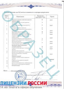 Образец приложение к диплому (страница 2) Новосибирск Профессиональная переподготовка сотрудников 